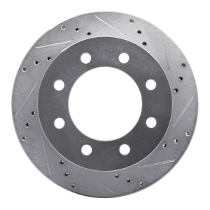 Dodge Ram 3500 Brake Rotor (1) - Front Right - R1 Concepts - Drilled & Slotted - Silver - `00-`02